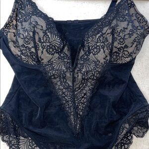 Popilush XL Thong Shapewear Chic Black Lace Bodysuit